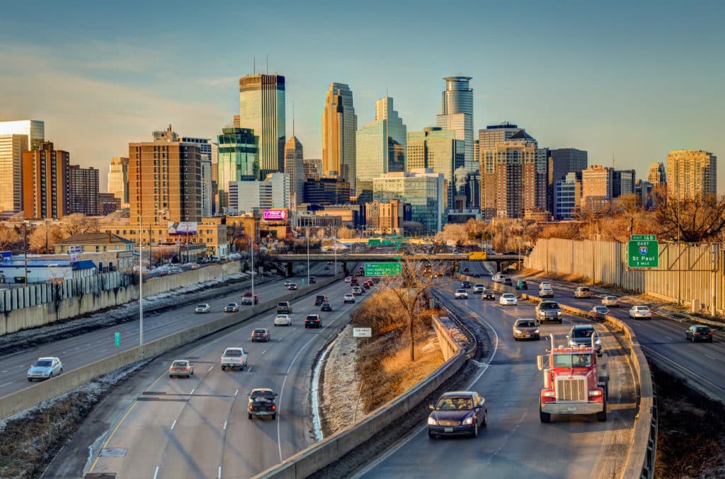 cars driving near minneapolis