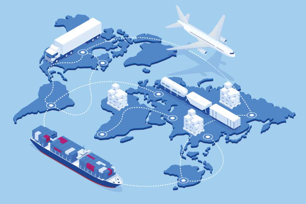 view of the world and different modes of supply driving