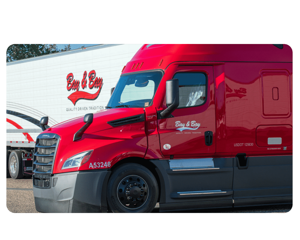 Truck parked, full-service trucking, Bay & Bay transportation.